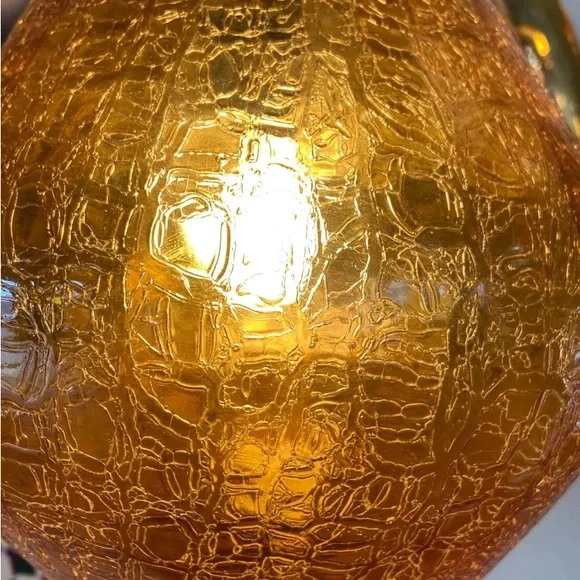 Vintage swag lamp large crackled amber glass Hollywood regency teardrop - Picture 4 of 9